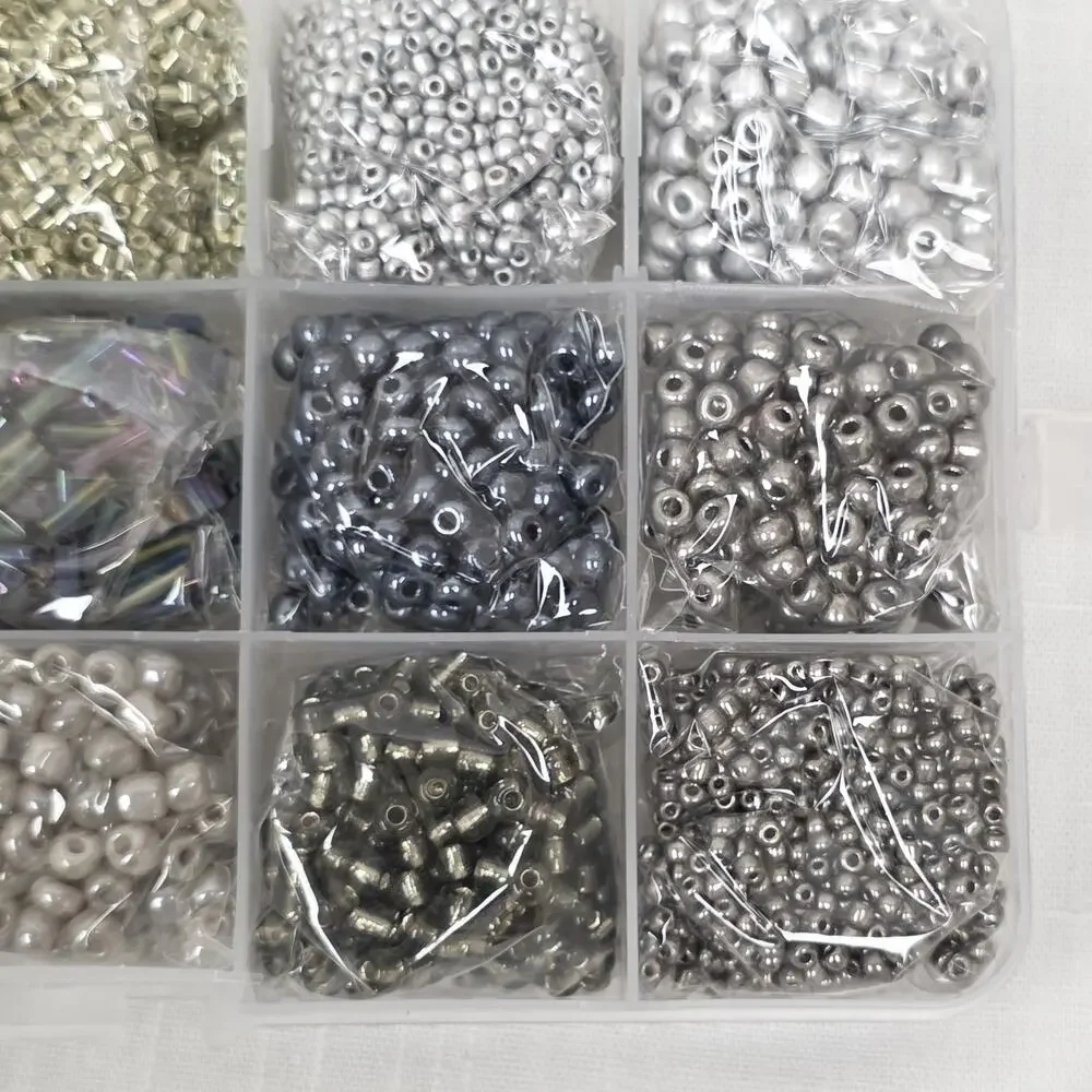 Mixed Jewelry Making Bead Assortment in Organizer Case Glass Plastic Metallic